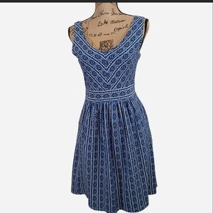 Anthropologie Maeve Blue Print Ikat Party Dress Size 10